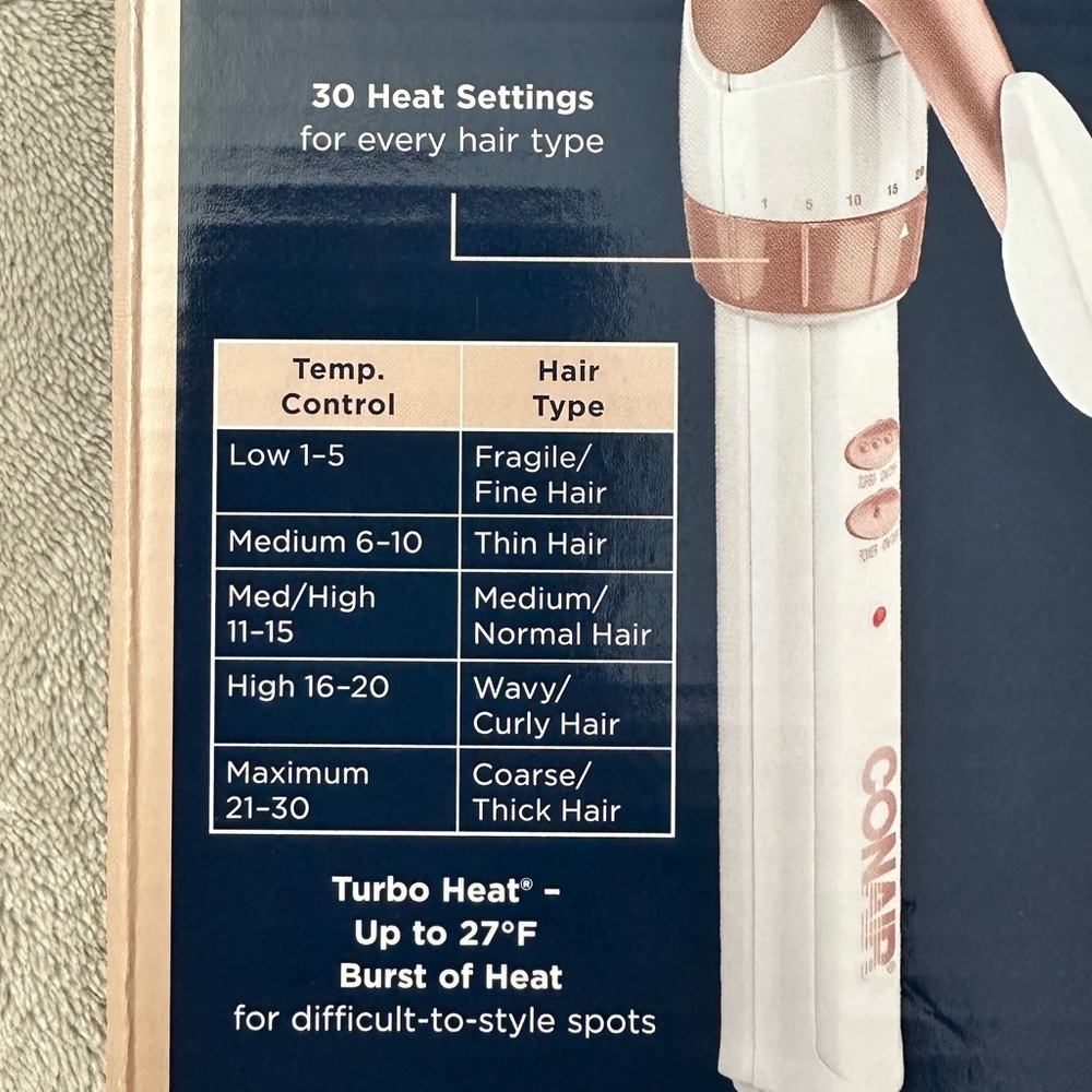 New in Box Conair 3/4 Inch Barrel Double Ceramic Curling Iron Rose Gold & White - Picture 7 of 8